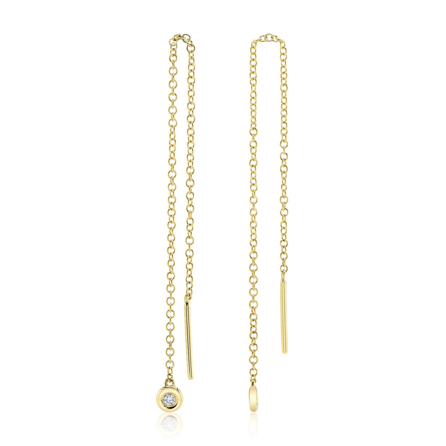 0.04CT 14K Y/G DIAMOND THREADER EARRING