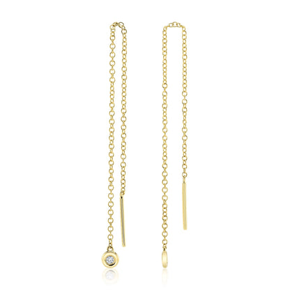0.04CT 14K Y/G DIAMOND THREADER EARRING