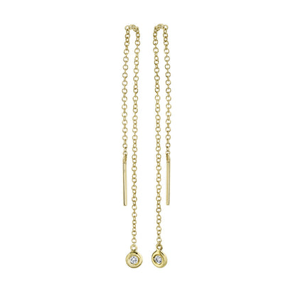 0.04CT 14K Y/G DIAMOND THREADER EARRING