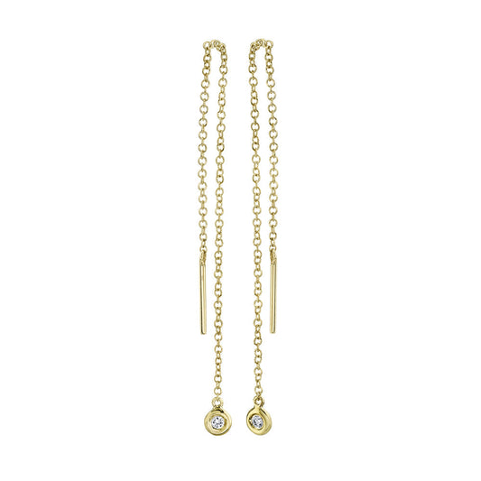 0.04CT 14K Y/G DIAMOND THREADER EARRING
