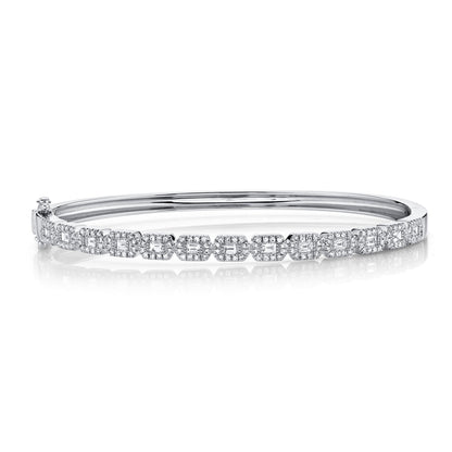 0.86CT 14K W/G DIAMOND BAGUETTE BANGLE