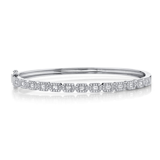 0.86CT 14K W/G DIAMOND BAGUETTE BANGLE