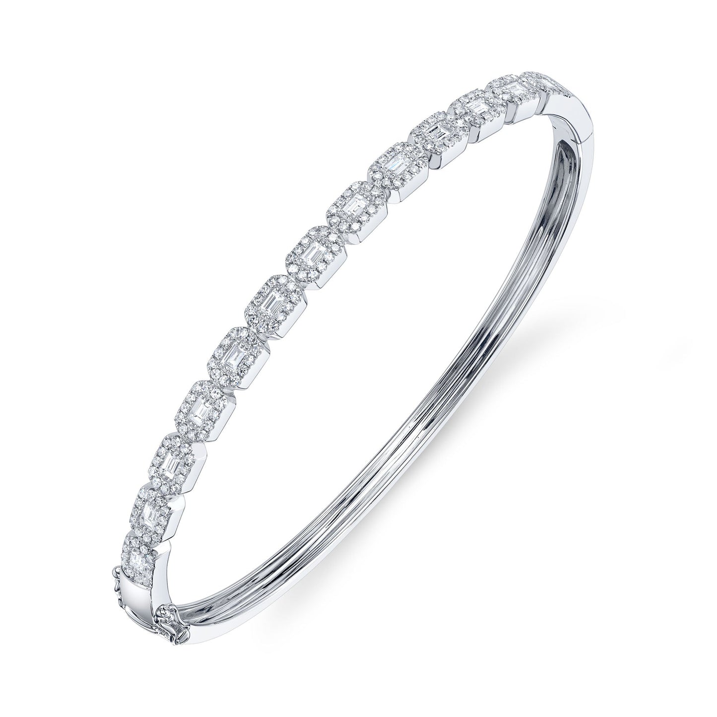 0.86CT 14K W/G DIAMOND BAGUETTE BANGLE