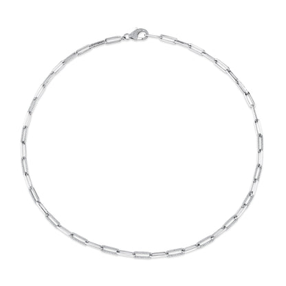 1.36CT 14K W/G DIAMOND PAPER CLIP LINK NECKLACE