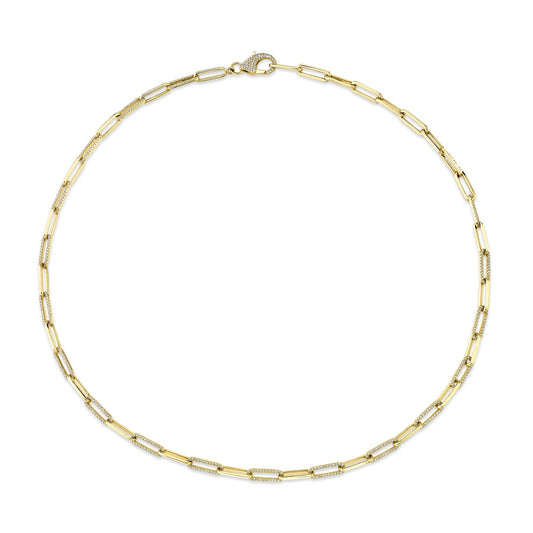 1.36CT 14K Y/G DIAMOND PAPER CLIP LINK NECKLACE