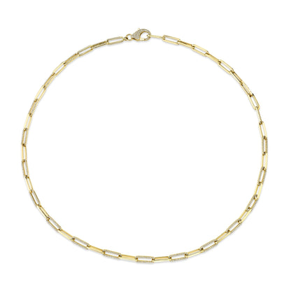 1.36CT 14K Y/G DIAMOND PAPER CLIP LINK NECKLACE