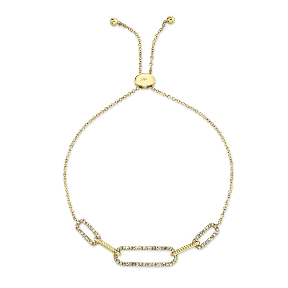 0.24CT 14K Y/G DIAMOND PAPER CLIP LINK BOLO BRACELET