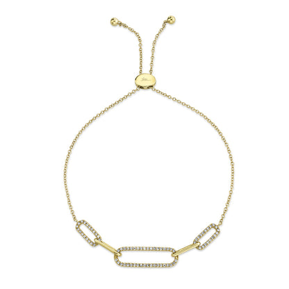 0.24CT 14K Y/G DIAMOND PAPER CLIP LINK BOLO BRACELET