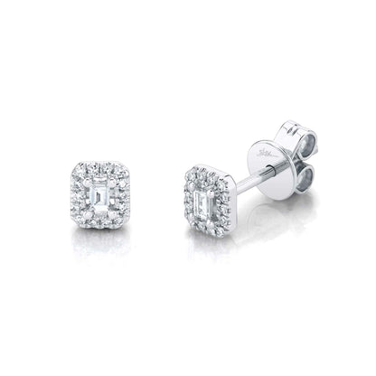 0.12CT 14K W/G DIAMOND BAGUETTE STUD EARRING