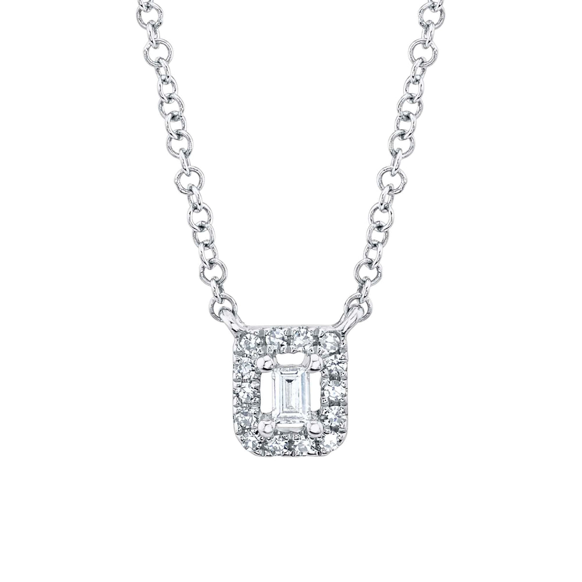 0.05CT 14K W/G DIAMOND BAGUETTE NECKLACE