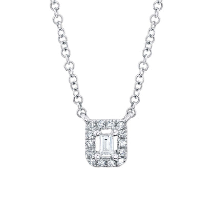 0.05CT 14K W/G DIAMOND BAGUETTE NECKLACE
