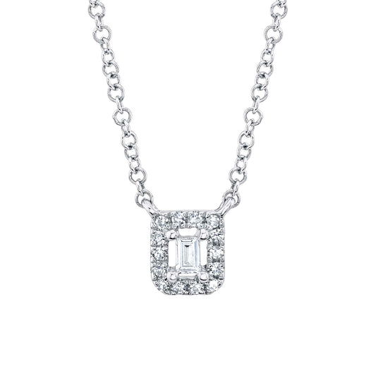 0.05CT 14K W/G DIAMOND BAGUETTE NECKLACE
