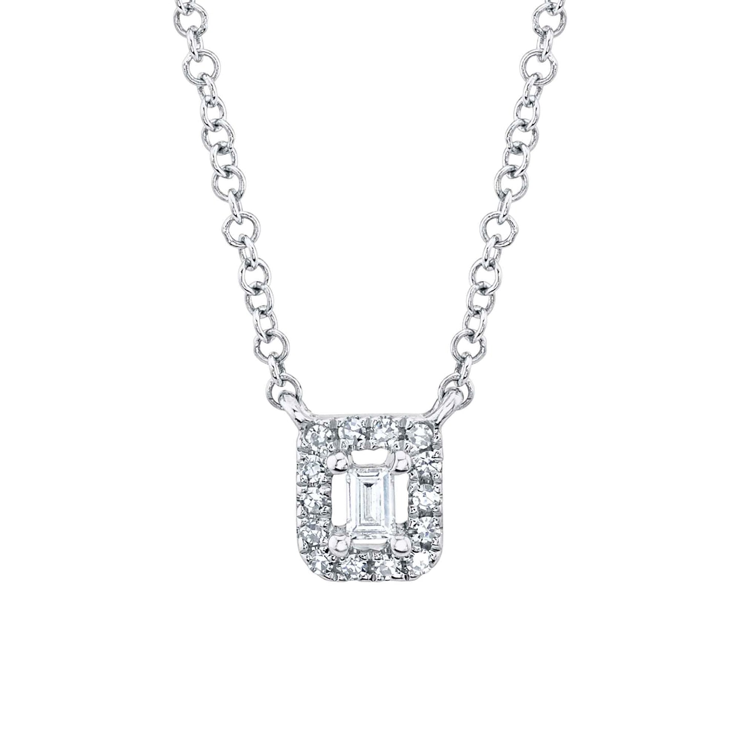 0.05CT 14K W/G DIAMOND BAGUETTE NECKLACE