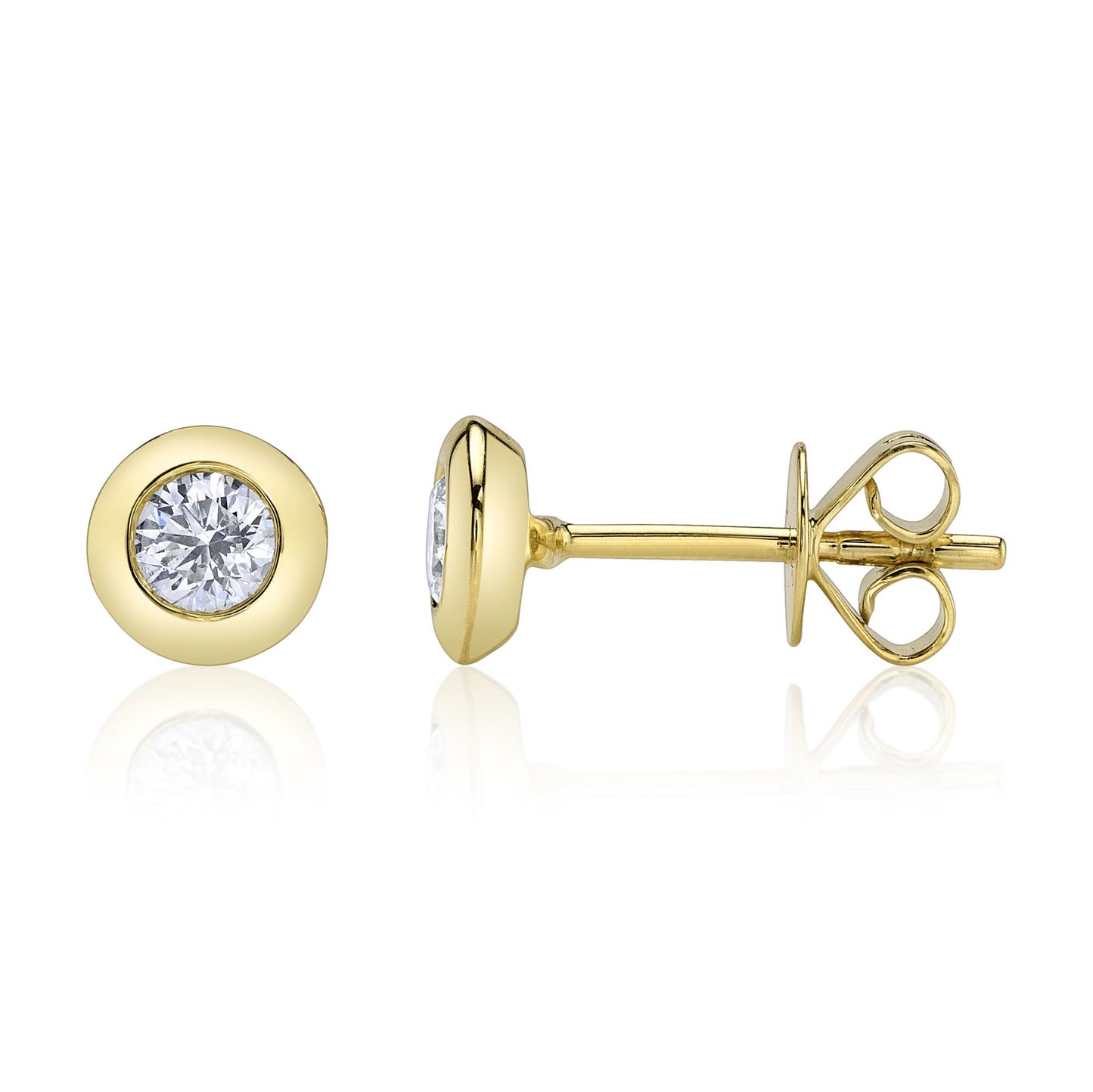 0.40CT 14K Y/G DIAMOND BEZEL STUD EARRING