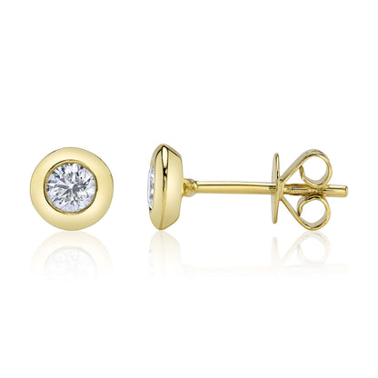 0.40CT 14K Y/G DIAMOND BEZEL STUD EARRING