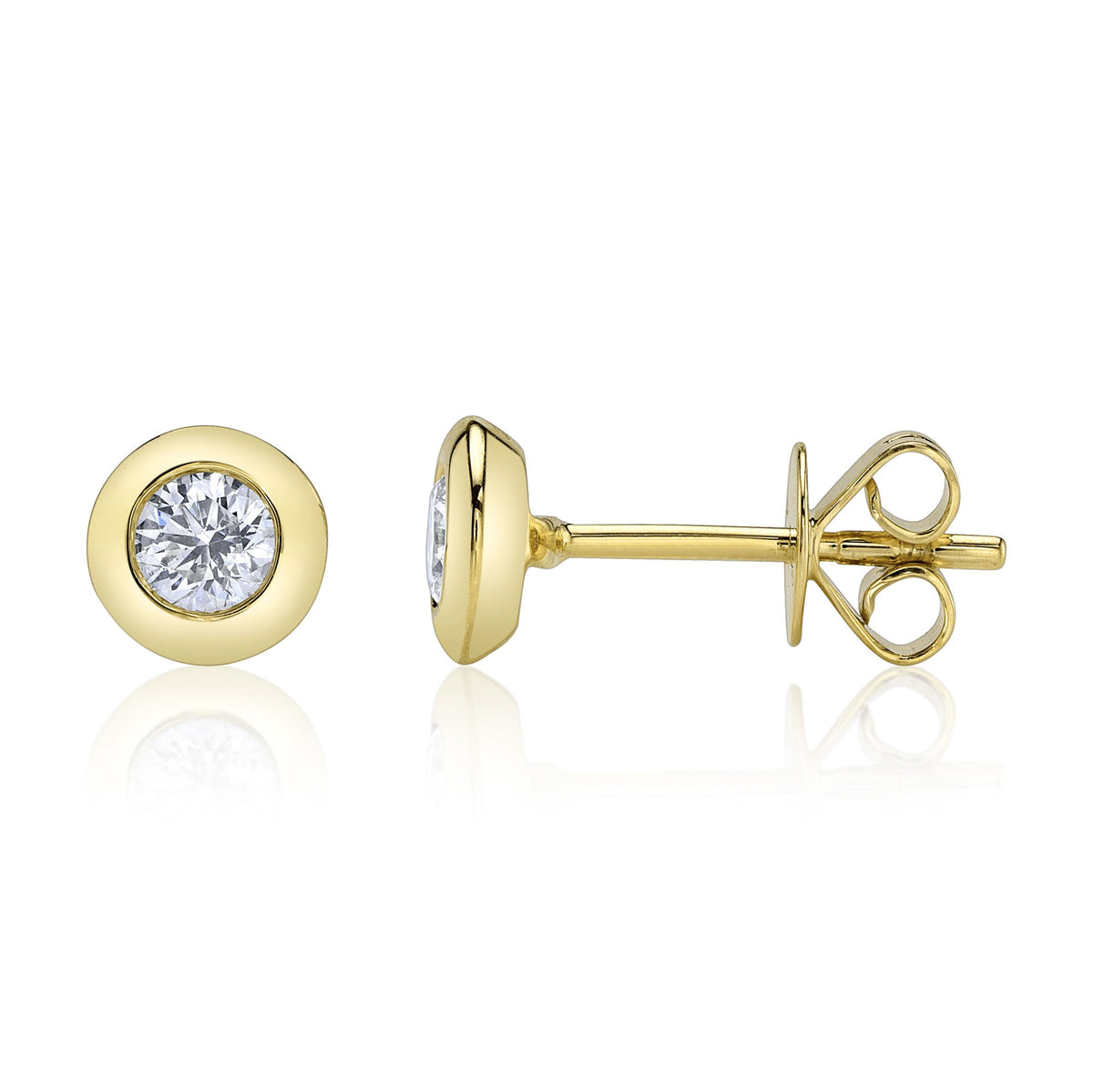 0.40CT 14K Y/G DIAMOND BEZEL STUD EARRING