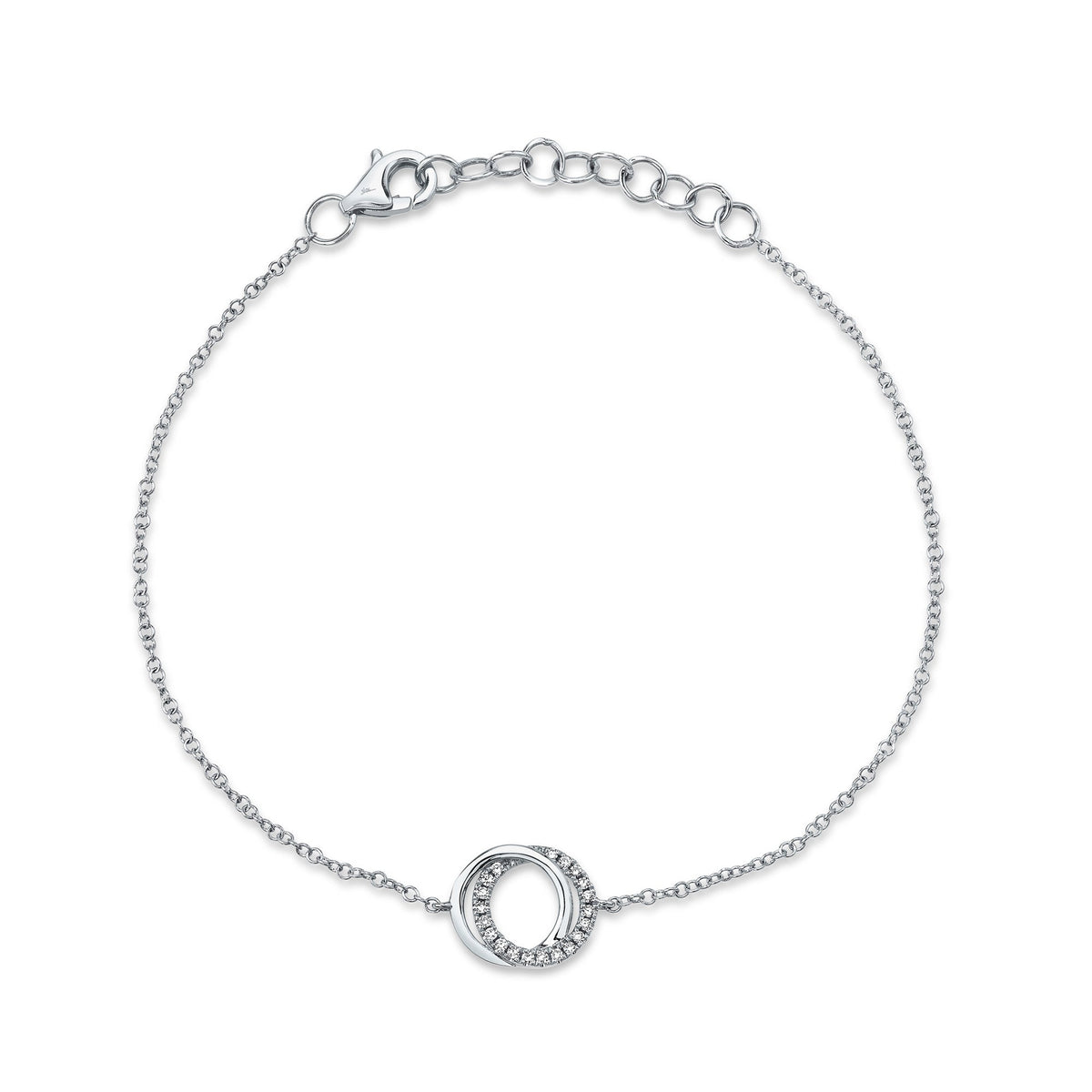 0.07CT 14K W/G DIAMOND LOVE KNOT CIRCLE  BRACELET