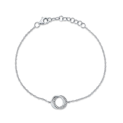 0.07CT 14K W/G DIAMOND LOVE KNOT CIRCLE  BRACELET