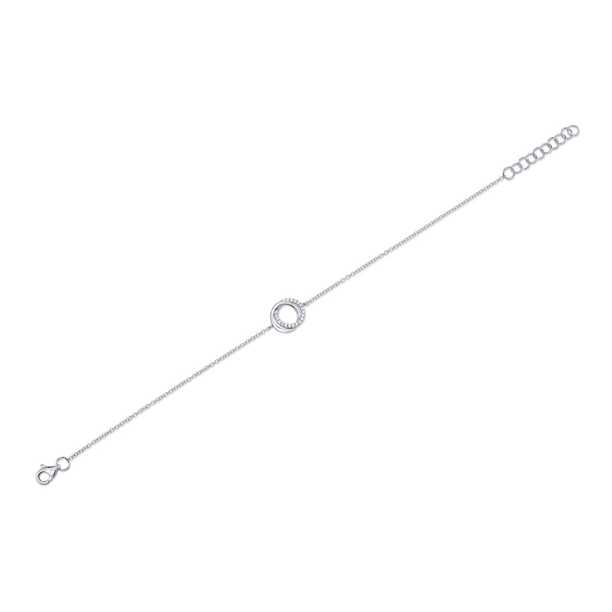 0.07CT 14K W/G DIAMOND LOVE KNOT CIRCLE  BRACELET