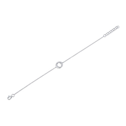 0.07CT 14K W/G DIAMOND LOVE KNOT CIRCLE  BRACELET