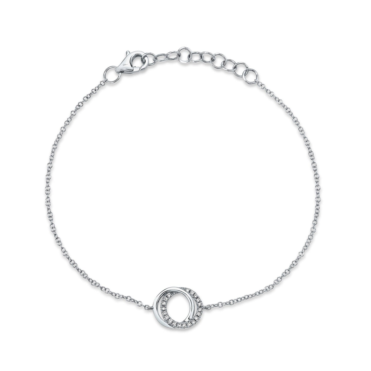 0.07CT 14K W/G DIAMOND LOVE KNOT CIRCLE  BRACELET