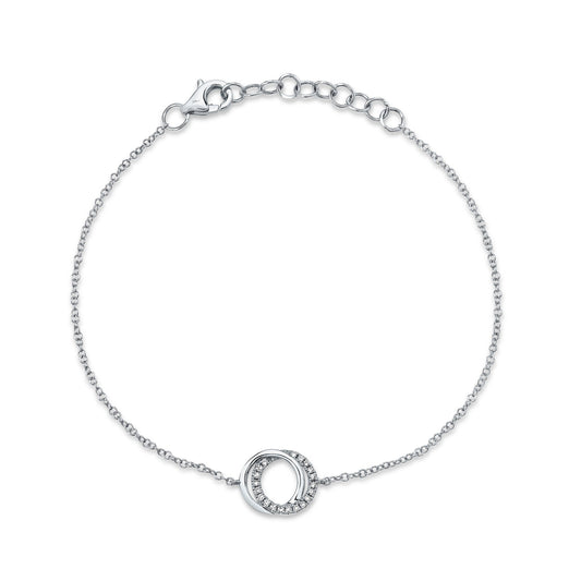0.07CT 14K W/G DIAMOND LOVE KNOT CIRCLE  BRACELET
