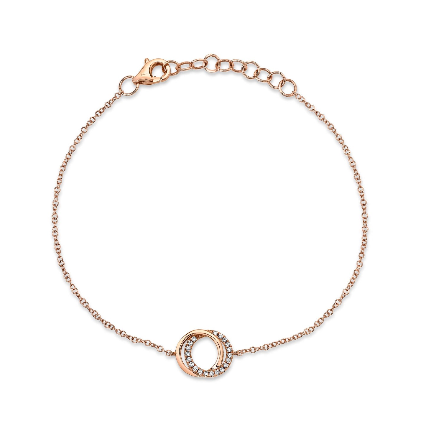 0.07CT 14K R/G DIAMOND LOVE KNOT CIRCLE  BRACELET