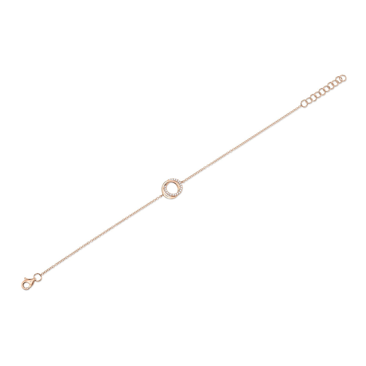 0.07CT 14K R/G DIAMOND LOVE KNOT CIRCLE  BRACELET