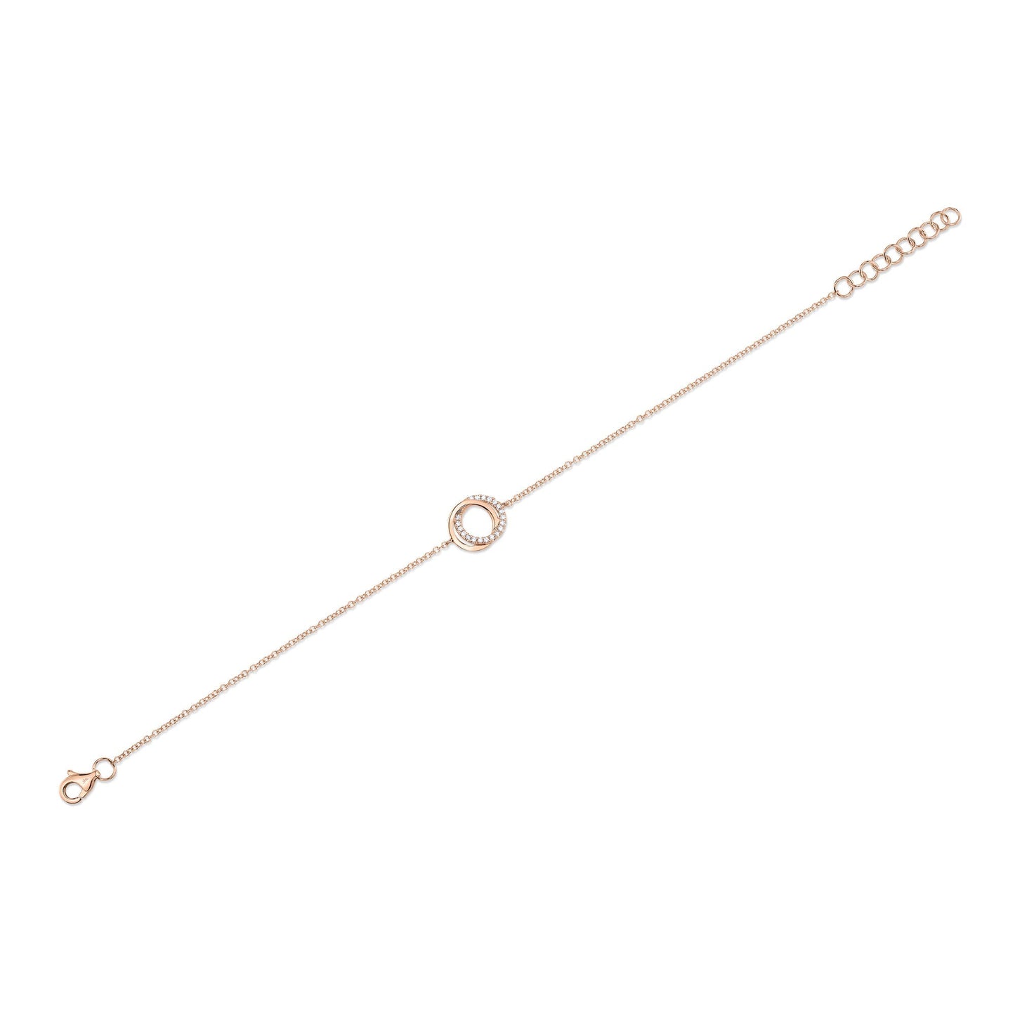 0.07CT 14K R/G DIAMOND LOVE KNOT CIRCLE  BRACELET