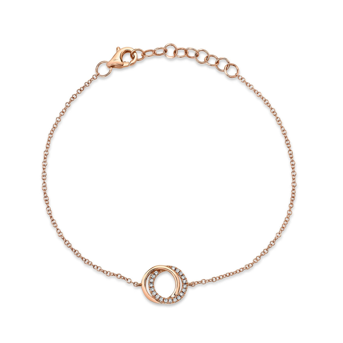 0.07CT 14K R/G DIAMOND LOVE KNOT CIRCLE  BRACELET