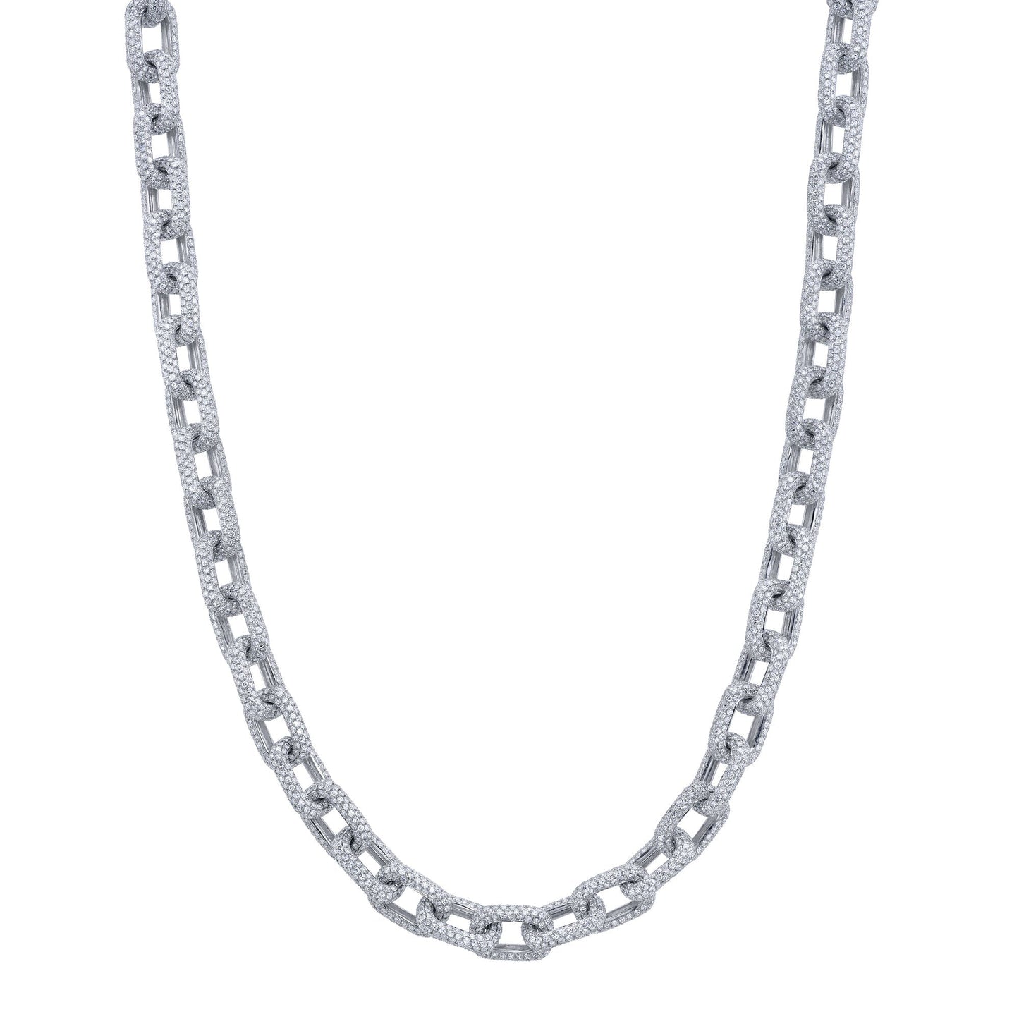 17.25CT 14K W/G DIAMOND PAVE LINK NECKLACE