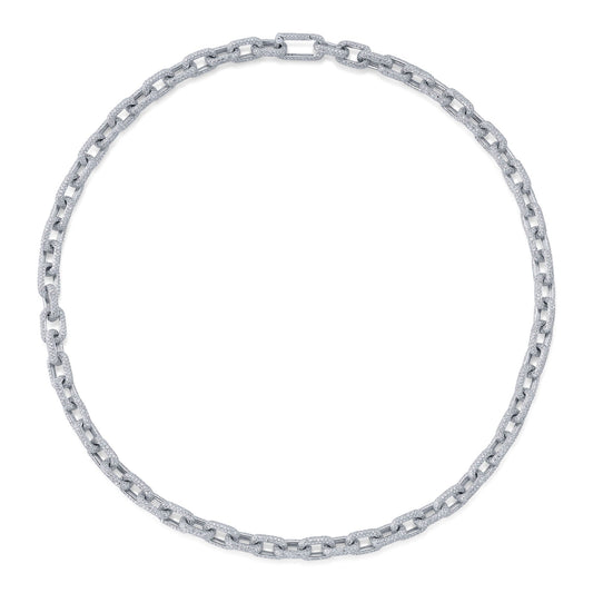 17.25CT 14K W/G DIAMOND PAVE LINK NECKLACE