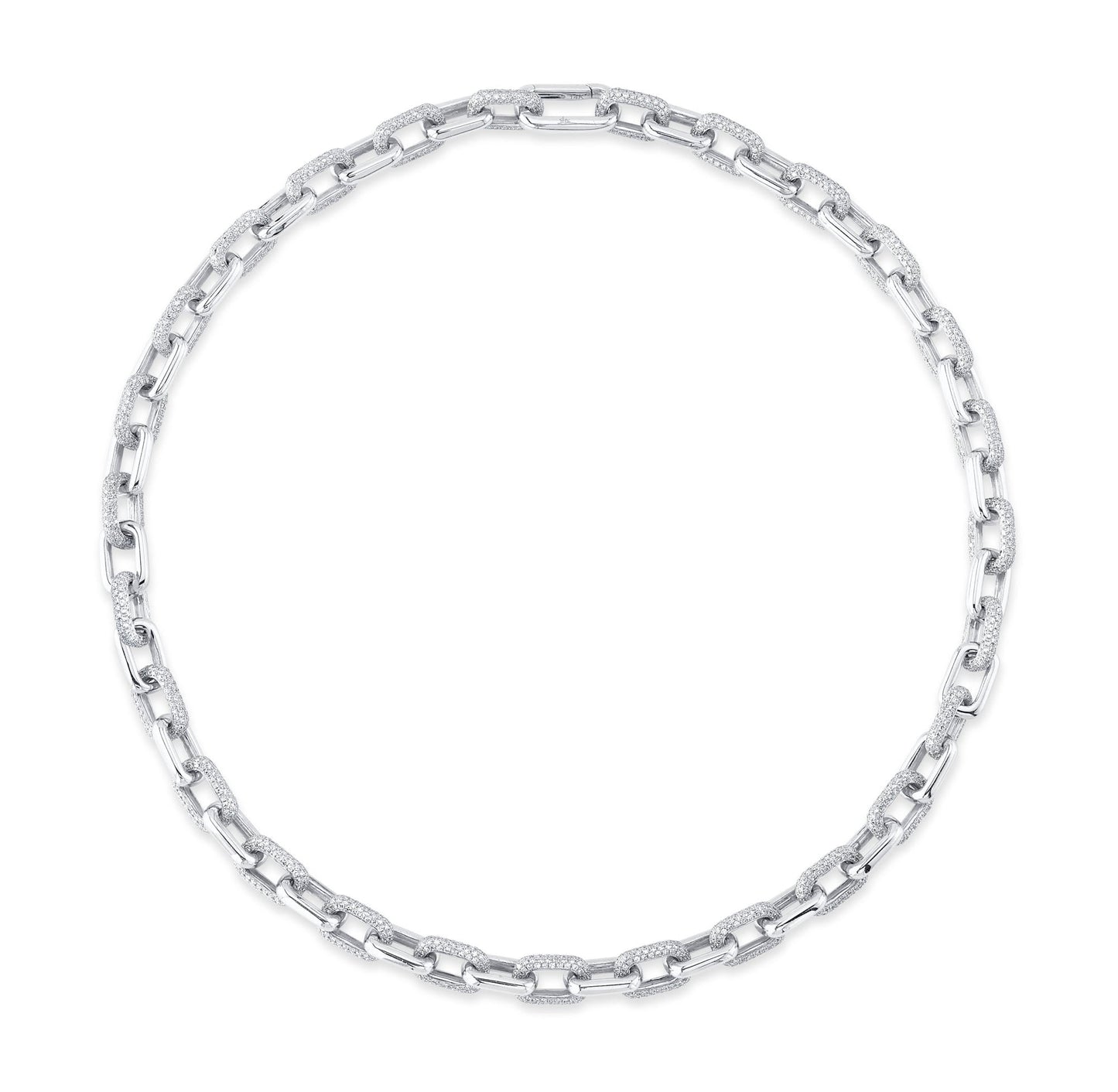 8.72CT 14K W/G DIAMOND PAVE LINK NECKLACE