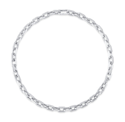 8.72CT 14K W/G DIAMOND PAVE LINK NECKLACE