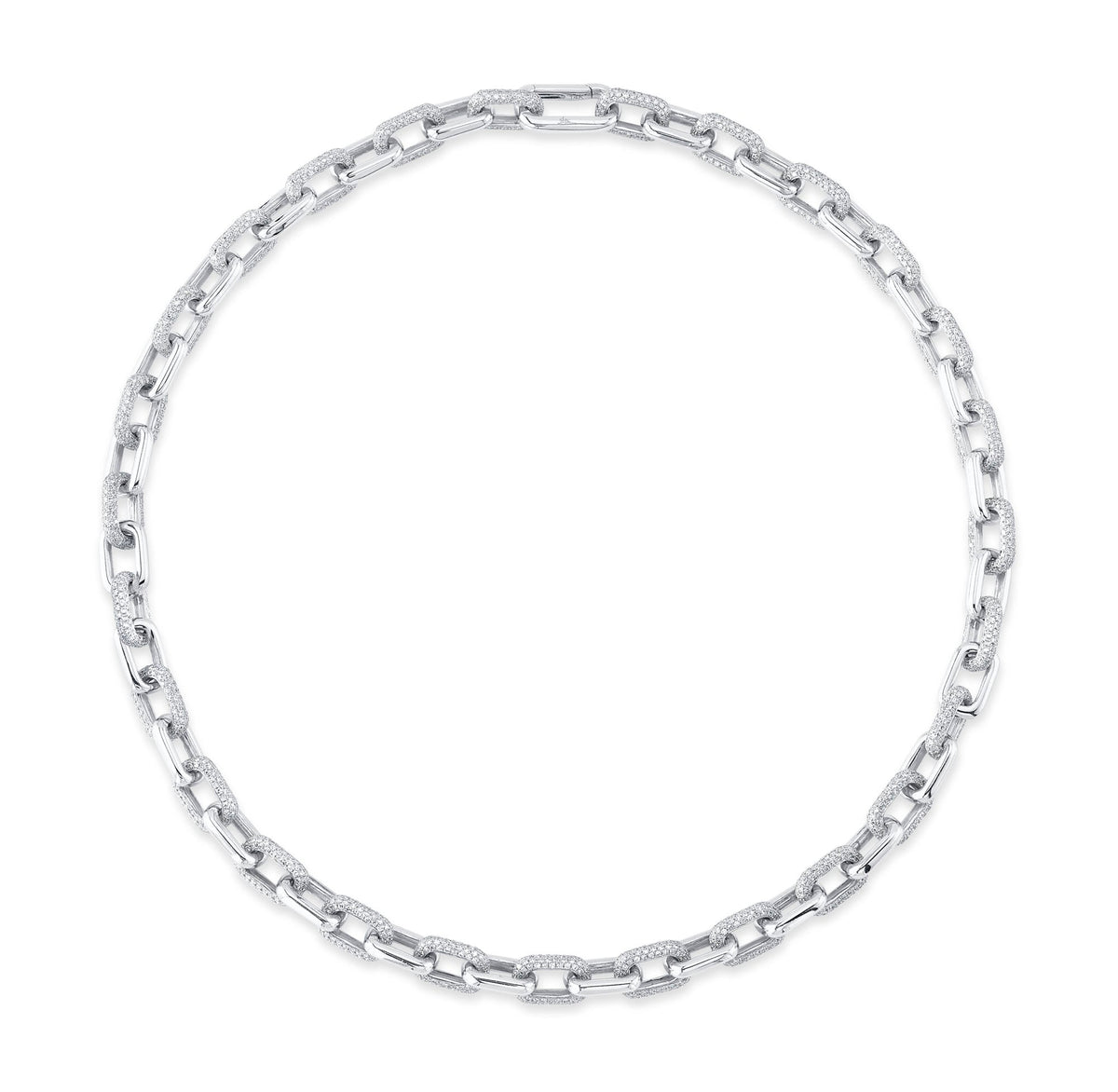 8.72CT 14K W/G DIAMOND PAVE LINK NECKLACE