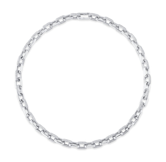 8.72CT 14K W/G DIAMOND PAVE LINK NECKLACE