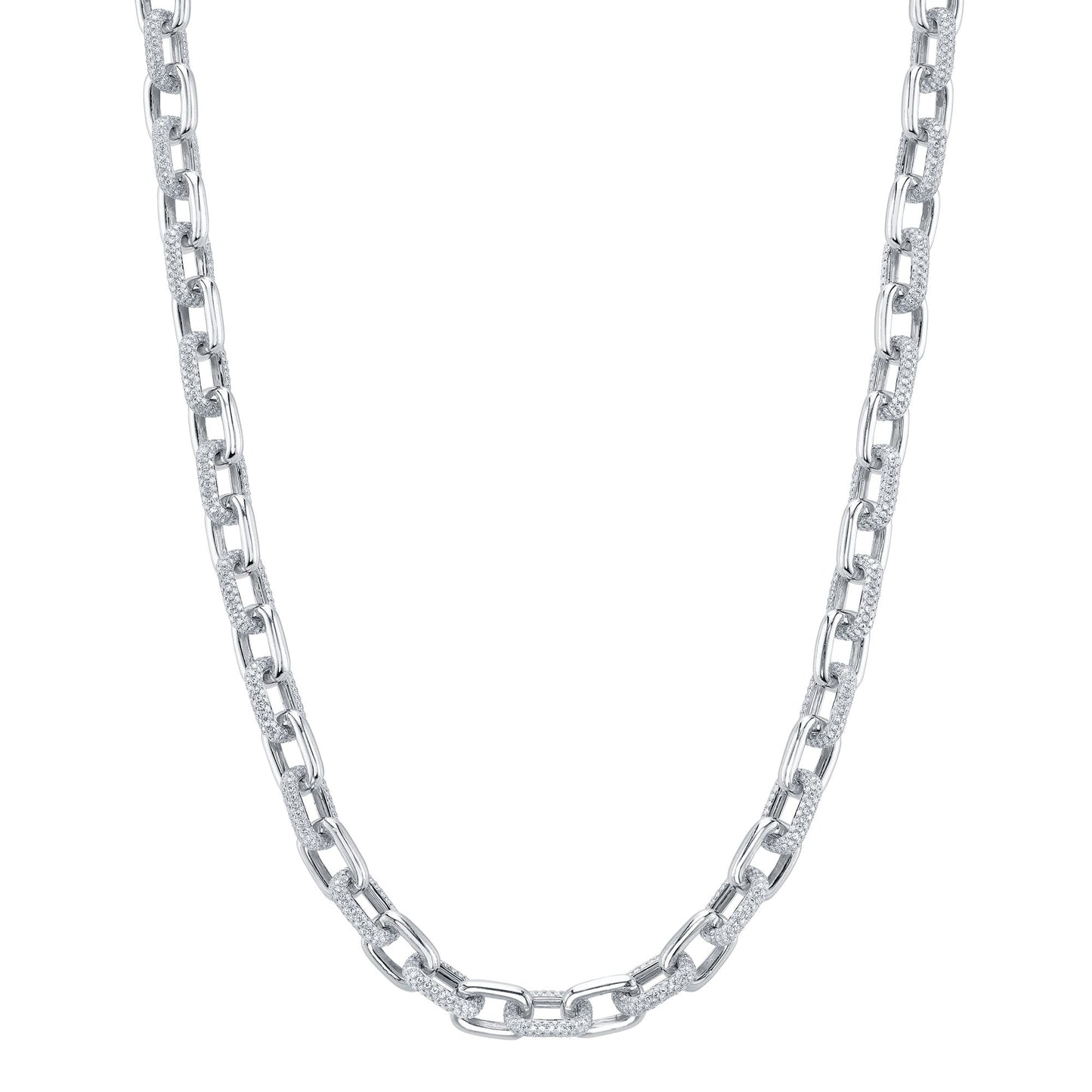 8.72CT 14K W/G DIAMOND PAVE LINK NECKLACE