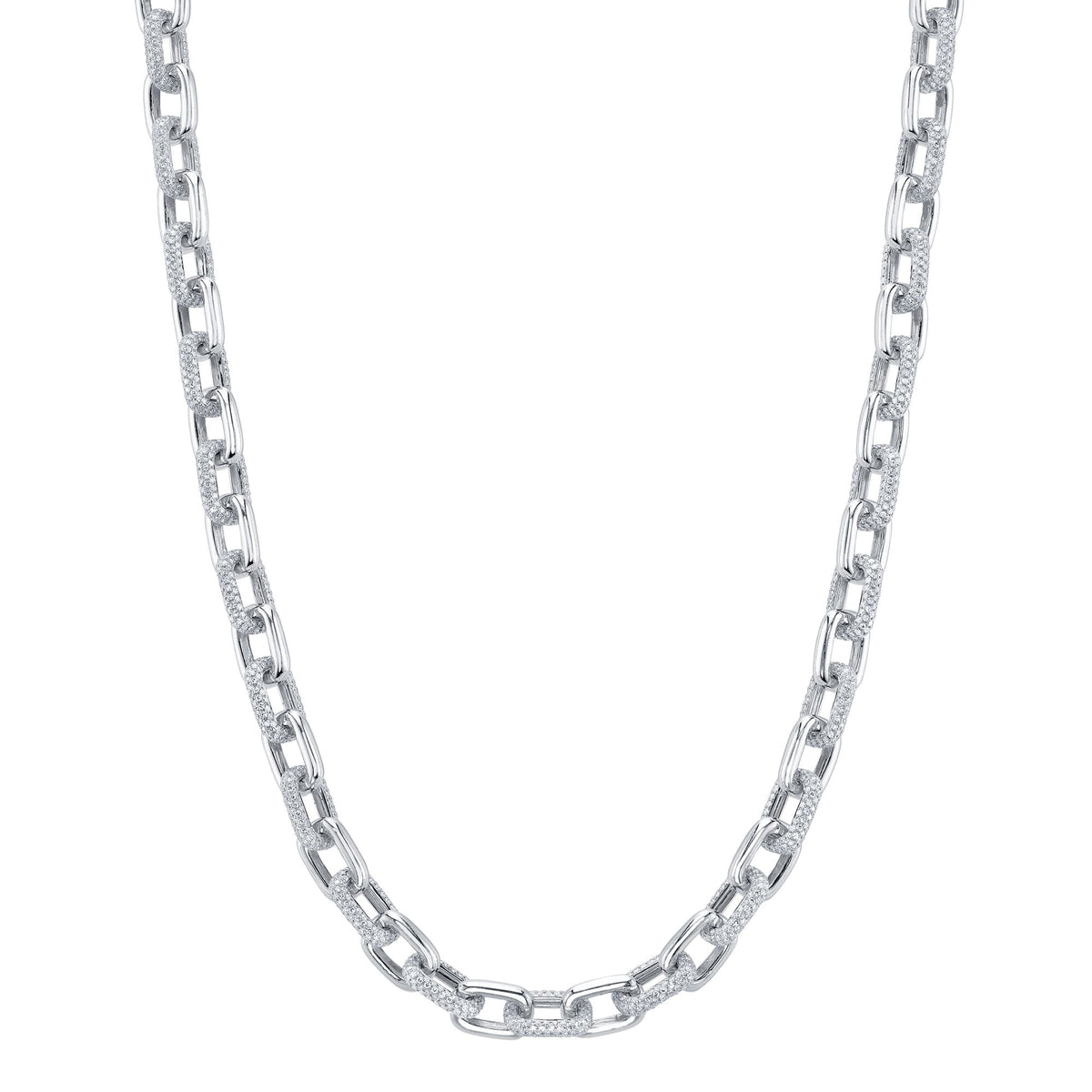 8.72CT 14K W/G DIAMOND PAVE LINK NECKLACE