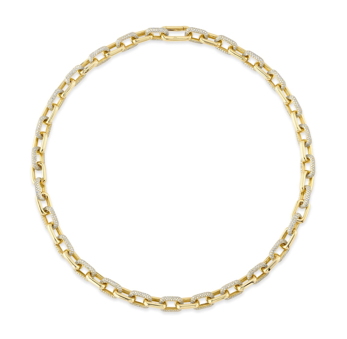 8.72CT 14K Y/G DIAMOND PAVE LINK NECKLACE