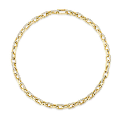 8.72CT 14K Y/G DIAMOND PAVE LINK NECKLACE