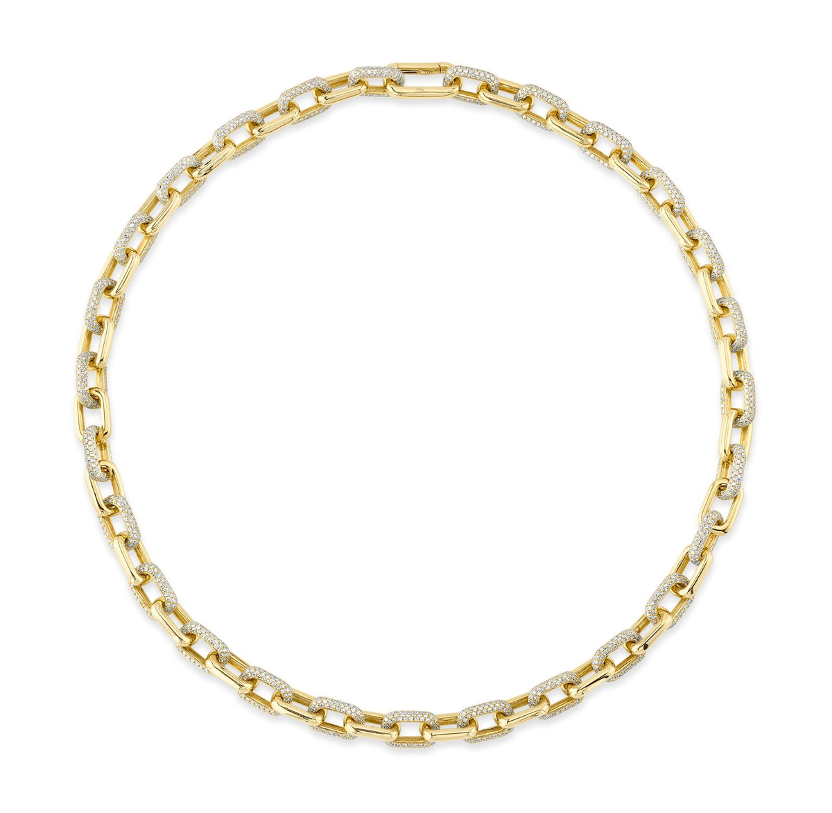 8.72CT 14K Y/G DIAMOND PAVE LINK NECKLACE