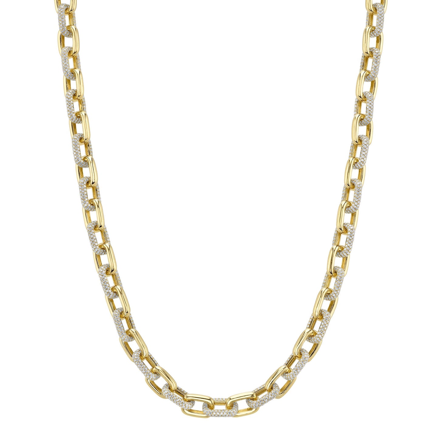 8.72CT 14K Y/G DIAMOND PAVE LINK NECKLACE
