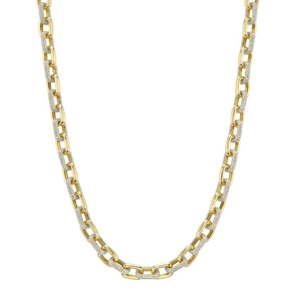 8.72CT 14K Y/G DIAMOND PAVE LINK NECKLACE