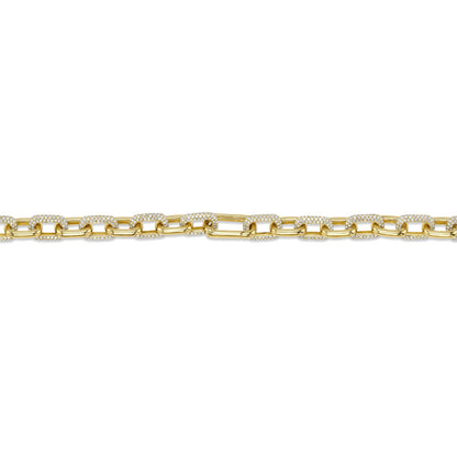8.72CT 14K Y/G DIAMOND PAVE LINK NECKLACE
