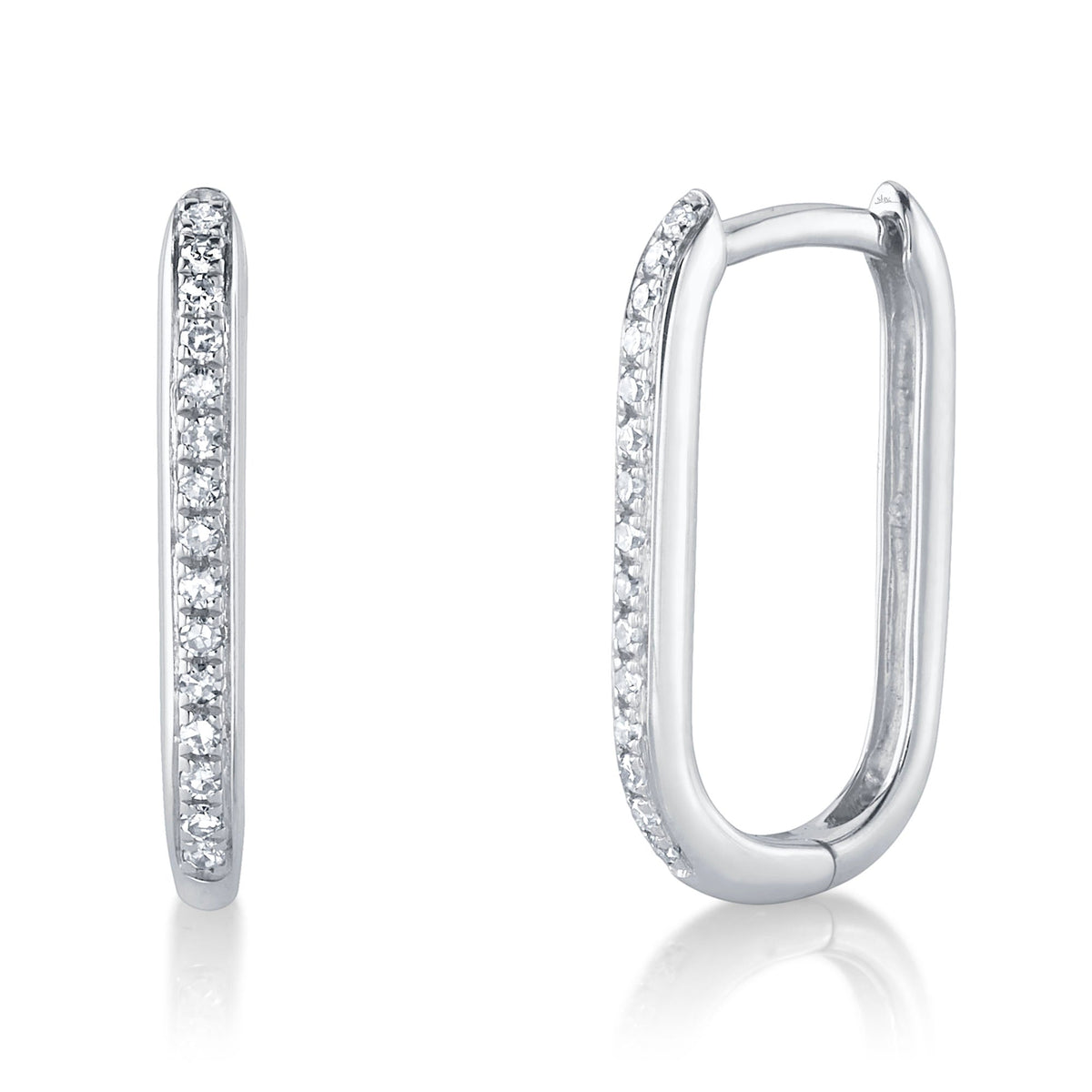 0.08CT 14K W/G DIAMOND OVAL HOOP EARRING
