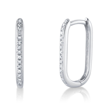0.08CT 14K W/G DIAMOND OVAL HOOP EARRING
