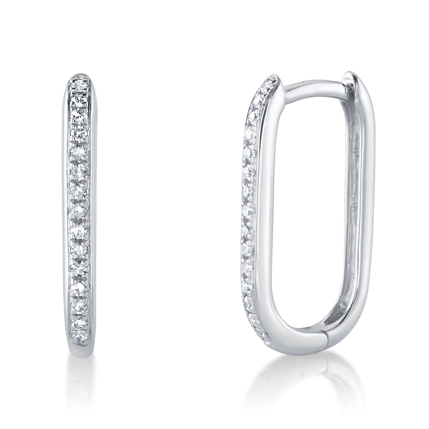 0.08CT 14K W/G DIAMOND OVAL HOOP EARRING