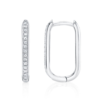 0.08CT 14K W/G DIAMOND OVAL HOOP EARRING
