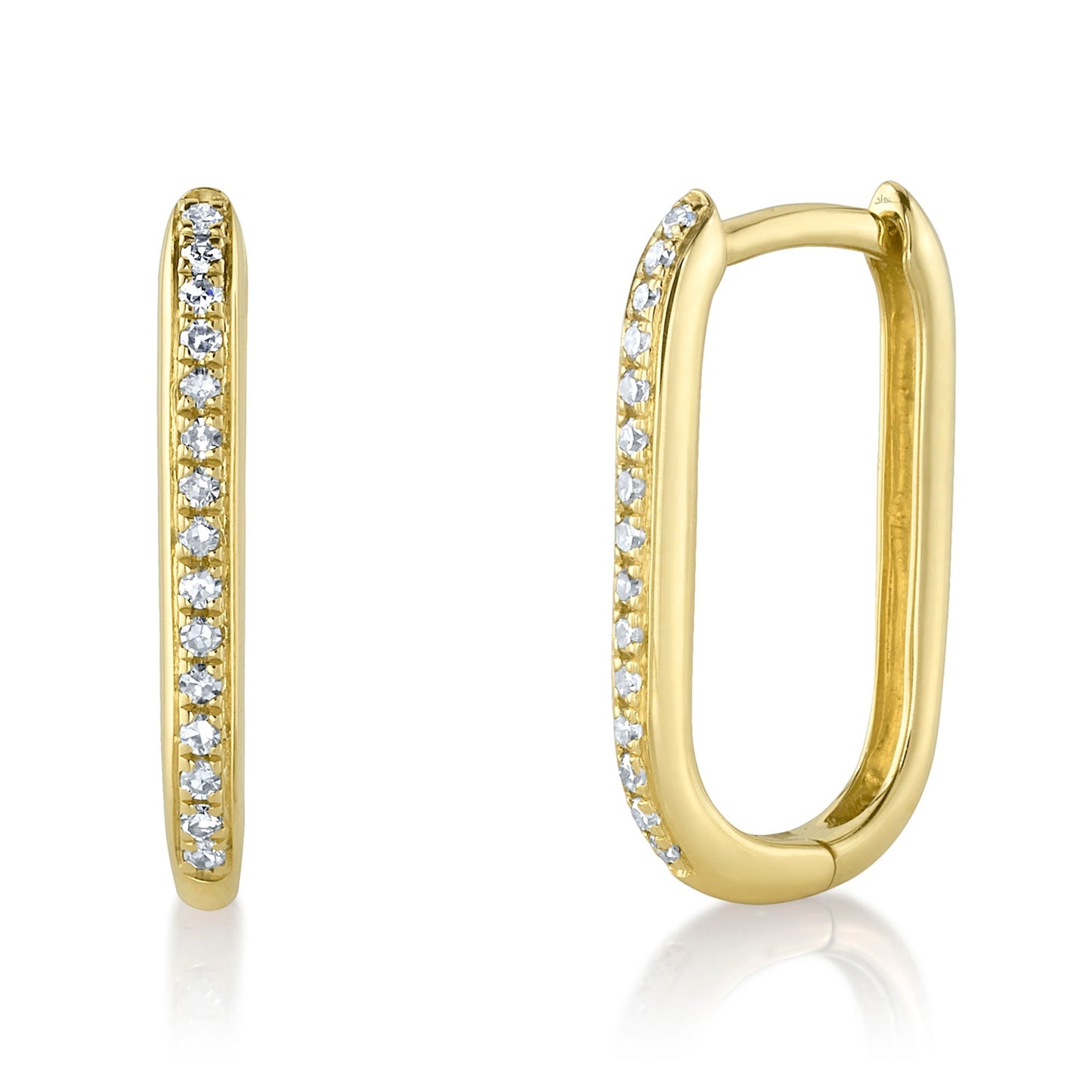 0.08CT 14K Y/G DIAMOND OVAL HOOP EARRING