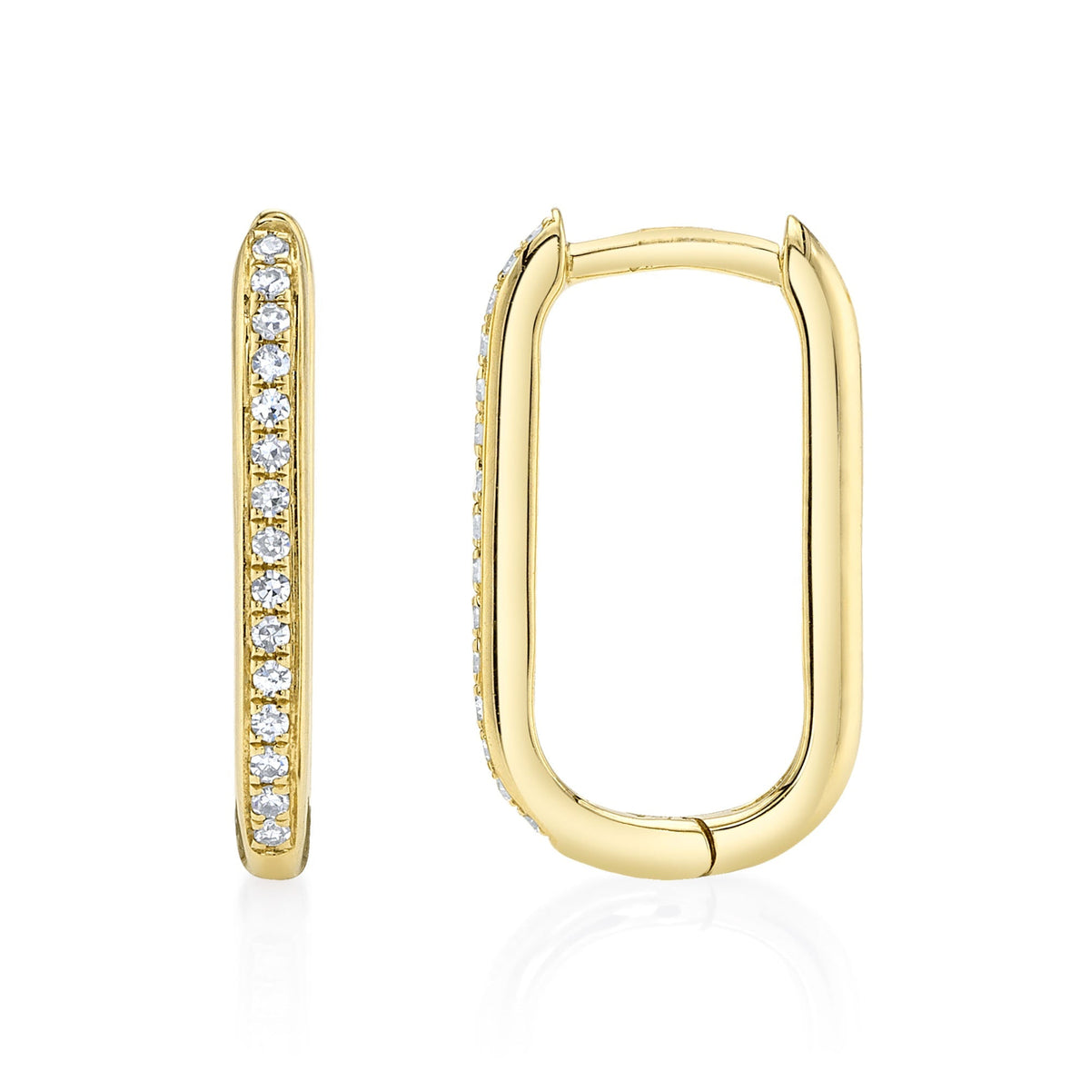 0.08CT 14K Y/G DIAMOND OVAL HOOP EARRING
